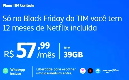 Tim Controle 39 Gb + Netflix Com Anncios(12meses)